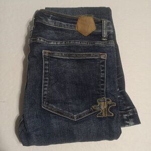 Tin Haul Women's Anvil & Hammer Embroidered Flare Leg Jeans Size 31/S